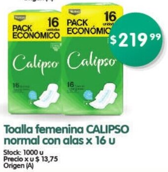 Supermercados Buenos Días Toalla femenina CALIPSO normal con alas x 16 u oferta