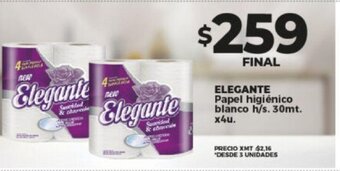 Supermayorista Vital ELEGANTE Papel higiénico blanco h/s. 30mt. x4u. oferta