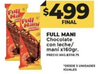 Supermayorista Vital FULL MANI Chocolate con leche/ maní x160gr. oferta
