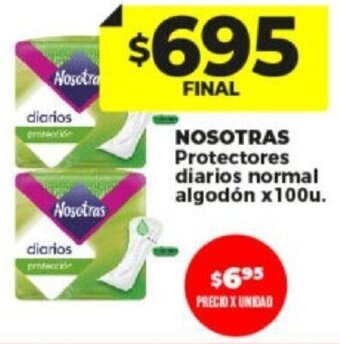 Supermayorista Vital NOSOTRAS Protectores diarios normal algodón x100u. oferta