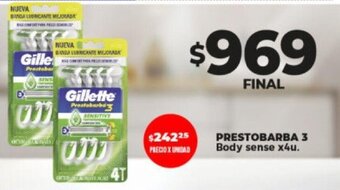 Supermayorista Vital PRESTOBARBA 3 Body sense x4u. oferta