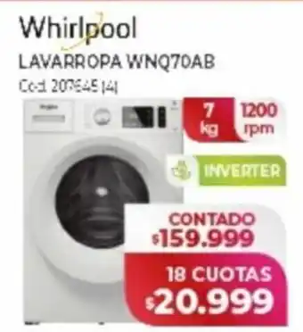 Naldo Lombardi Whirlpool LAVARROPA WNQ70AB oferta