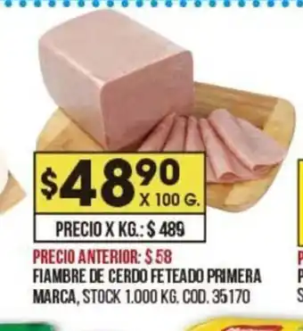 Coto Fiambre de Cerdo Feteado Primera Marca x 100g oferta