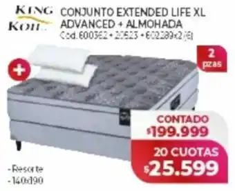 Naldo Lombardi KING KOIL CONJUNTO EXTENDED LIFE XL KOIL ADVANCED + ALMOHADA oferta