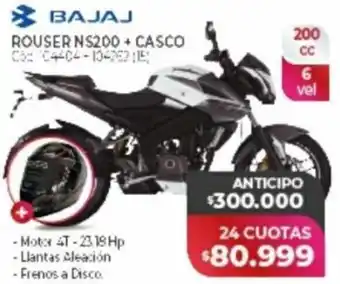 Naldo Lombardi BAJAJ ROUSER NS200 + CASCO oferta