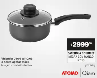 Atomo Conviene CACEROLA GOURMET NEGRA CON MANGO N° 16 oferta