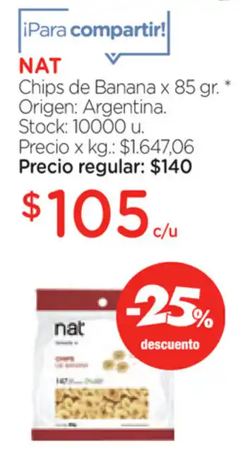 Farmacity Nat Chips de Banana x 85gr oferta