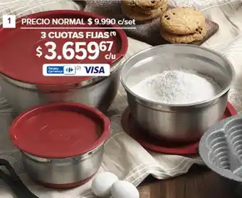 Carrefour SET X 3 BOWLS CON TAPA acero oferta