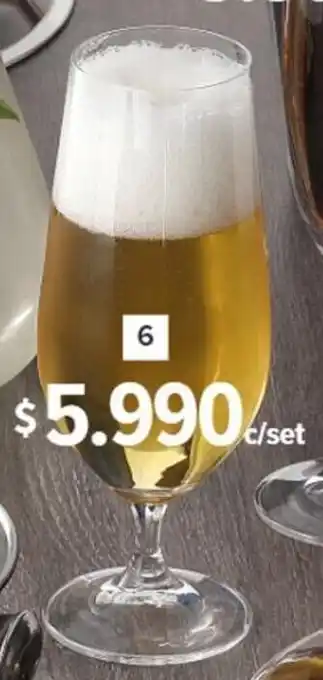 Carrefour SET X 6 COPAS DE CERVEZA 380 ml oferta