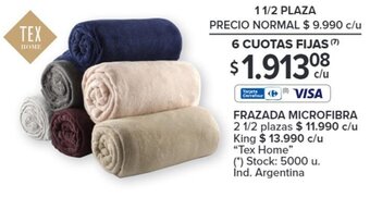 Carrefour FRAZADA MICROFIBRA 1 1/2 plazas oferta