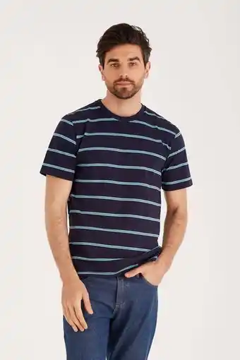 Macowens Remera rayada azul marino oferta