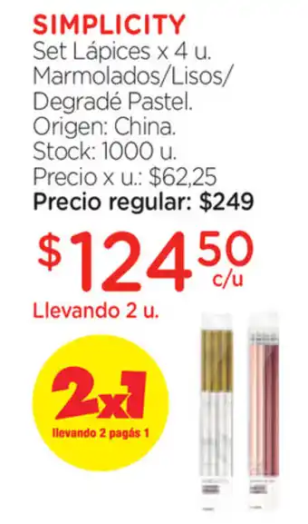 Farmacity Simplicity Set Lápices x 4u oferta