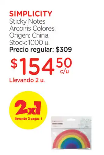 Farmacity Simplicity Sticky Notes Arcoiris Colores oferta