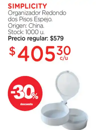 Farmacity Simplicity Organizador Redondo dos Pisos Espejo oferta