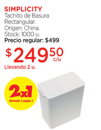 Farmacity Simplicity Tachito de Basura Rectangular oferta