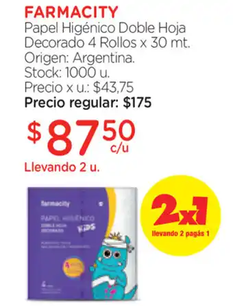 Farmacity Farmacity Papel Higénico Doble Hoja Decorado 4 Rollos x30mt oferta