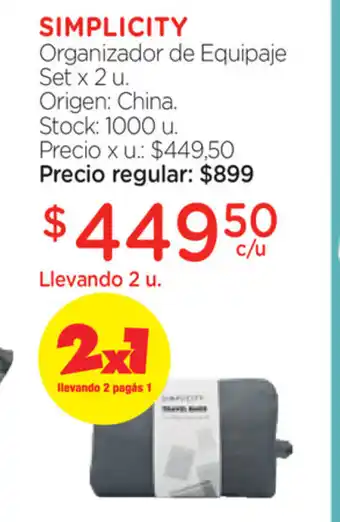 Farmacity Simplicity Organizador de Equipaje Set x2 u oferta