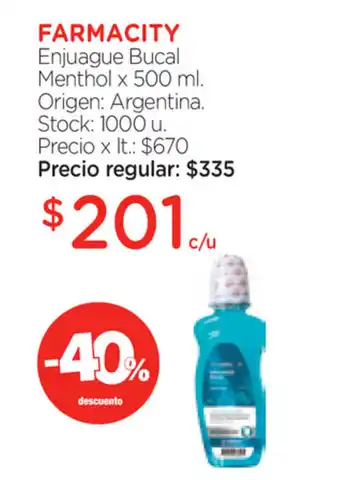 Farmacity Farmacity Enjuague Bucal Menthol x500ml oferta