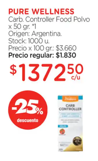 Farmacity Pure Wellness Carb. Controller Food Polvo x50gr oferta