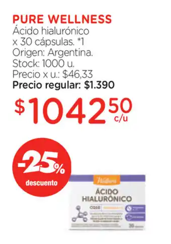 Farmacity Pure Wellness Ácido hialurónico x30 cápsulas oferta