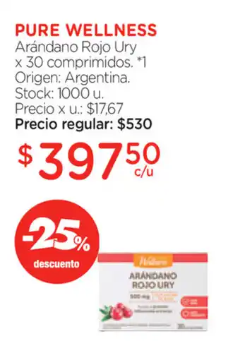 Farmacity Pure Wellness Arándano Rojo Ury x30 comprimidos oferta