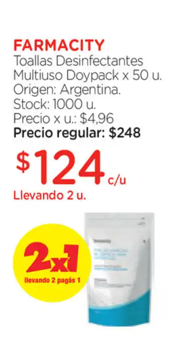 Farmacity Farmacity Toallas Desinfectantes Multiuso Doypack x50u oferta