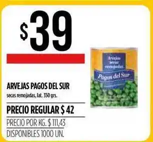 Supermercados Vea Pagos Del Sur Arvejas 350grs oferta