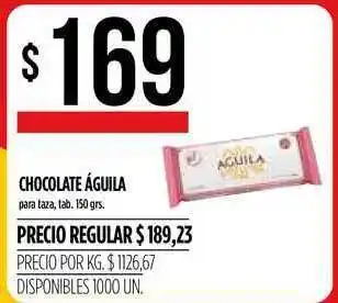 Supermercados Vea Águila Chocolate para taza, tab 150grs oferta