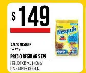 Supermercados Vea Nesquik Cacao 300grs oferta