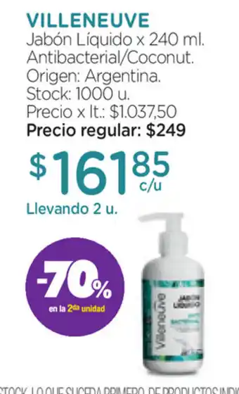 Farmacity Villeneuve Jabón Liquido x 240ml oferta