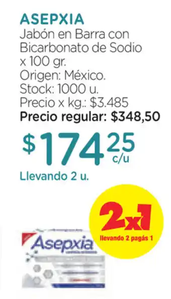 Farmacity Asepxia Jabón en Barra con Bicarbonato de Sodio x 100gr oferta