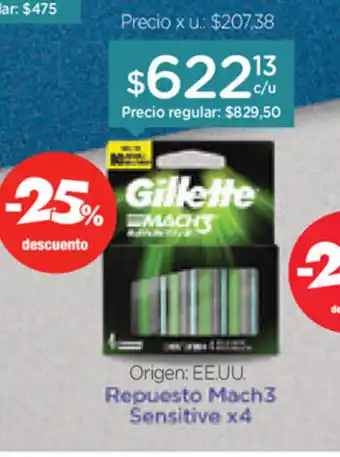 Farmacity Gillette Repuesto Mach 3 Sensitive x 4 oferta