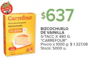 Carrefour BIZCOCHUELO DE VAINILLA S/TACC X 480 G. "CARREFOUR" oferta