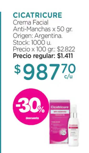 Farmacity Cicatricure Crema Facial Anti-Manchas x 50gr oferta
