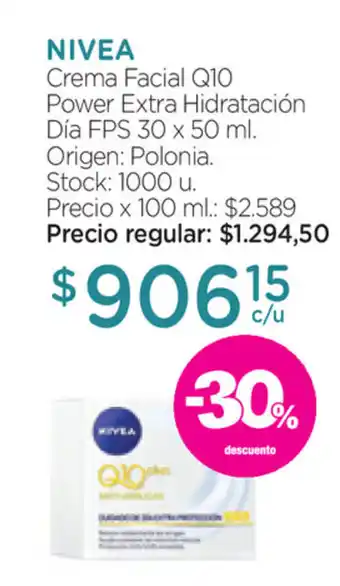 Farmacity Nivea Crema Facial Q10 Power Extra Hidratación Dia FPS 30 x 50 ml oferta