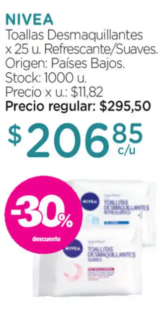 Farmacity Nivea Toallas Desmaquillantes Refrescante/Suaves x25 u oferta