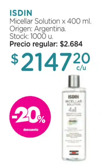 Farmacity Isdin Micellar Solution x400 ml oferta