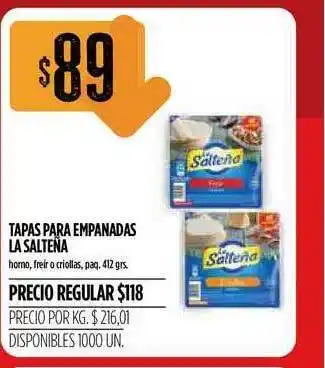 Supermercados Vea La Salteña Tapas Para Empanadas paq. 412grs oferta