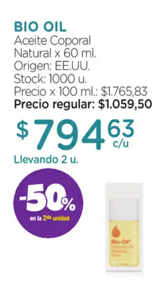Farmacity Bio Oil Aceite Coporal Natural x60ml oferta