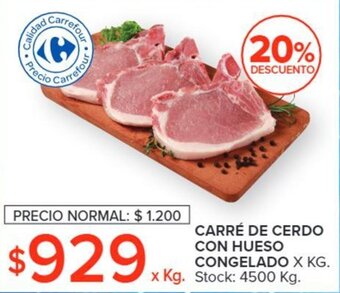 Carrefour CARRÉ DE CERDO CON HUESO CONGELADO X KG. oferta