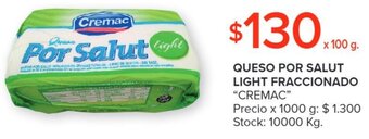 Carrefour QUESO POR SALUT LIGHT FRACCIONADO "CREMAC" 100 G oferta
