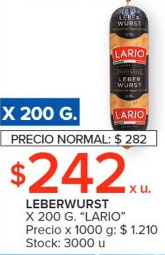 Carrefour LEBER WURST X 200 G. "LARIO" oferta