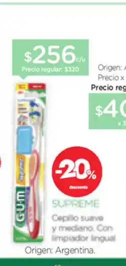 Farmacity Gum Supreme Cepillo Suave y mediano Con Limpiador lingual oferta
