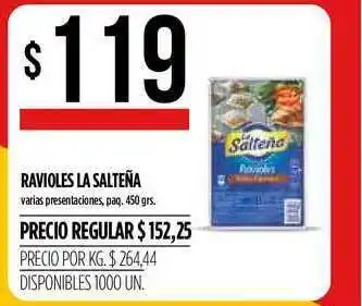 Supermercados Vea La Salteña Ravioles paq. 450grs oferta