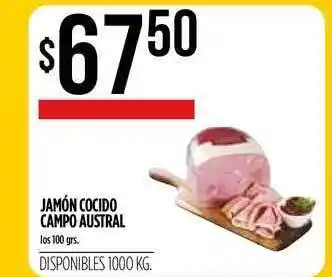 Supermercados Vea Jamón Cocido Campo Austral los 100grs oferta