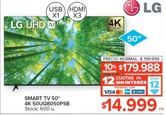 Carrefour LG SMART TV 50" 4K 50UQ8050PSB oferta