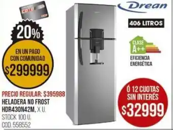 Coto HELADERA NO FROST HDR430N42M, XU oferta