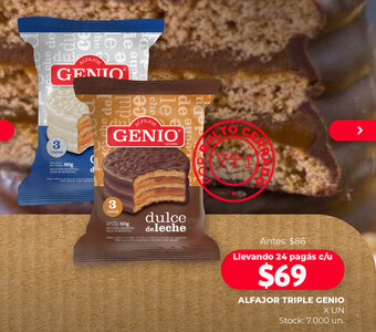 Supermercados Tadicor ALFAJOR TRIPLE GENIO X UN oferta