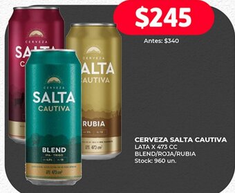 Supermercados Tadicor CERVEZA SALTA CAUTIVA LATA X 473 CC oferta