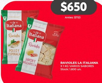 Supermercados Tadicor RAVIOLES LA ITALIANA X 1 KG VARIOS SABORES oferta